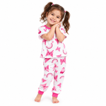 Kids Butterfly & Rainbow Print T-Shirt & Pant Set - White Pink