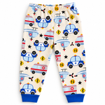Kids Police & Ambulance Print T-Shirt & Pant Set - Cream Blue