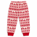 Girl Kids Christmas Reindeer Full Sleeve T-Shirt & Pant Set - Cream Red