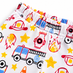 Kids Fire Truck Hero Print T-Shirt & Pant Set - White Red