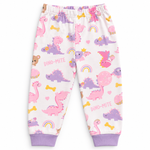 Kids Dino-Mite Pink Dinosaur Print T-Shirt & Pant Set - White Lavender