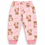 Kids Teddy Bear & Bow Print T-Shirt & Pant Set - Pink