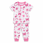 Kids Butterfly & Rainbow Print T-Shirt & Pant Set - White Pink