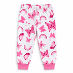Kids Butterfly & Rainbow Print T-Shirt & Pant Set - White Pink
