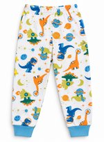 Kids Space Dinosaur Print T-Shirt & Pant Set - White Blue