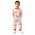 Kids Fire Truck Hero Print T-Shirt & Pant Set - White Red